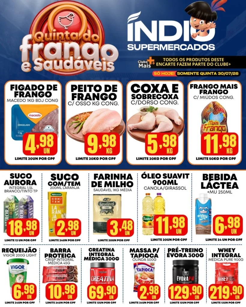 Ofertas Supermercados Índio – 30/07/2026