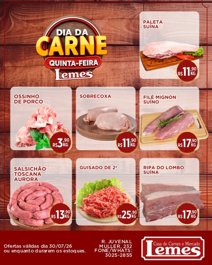 Ofertas Casa de Carnes e Mercado Lemes – 30/07