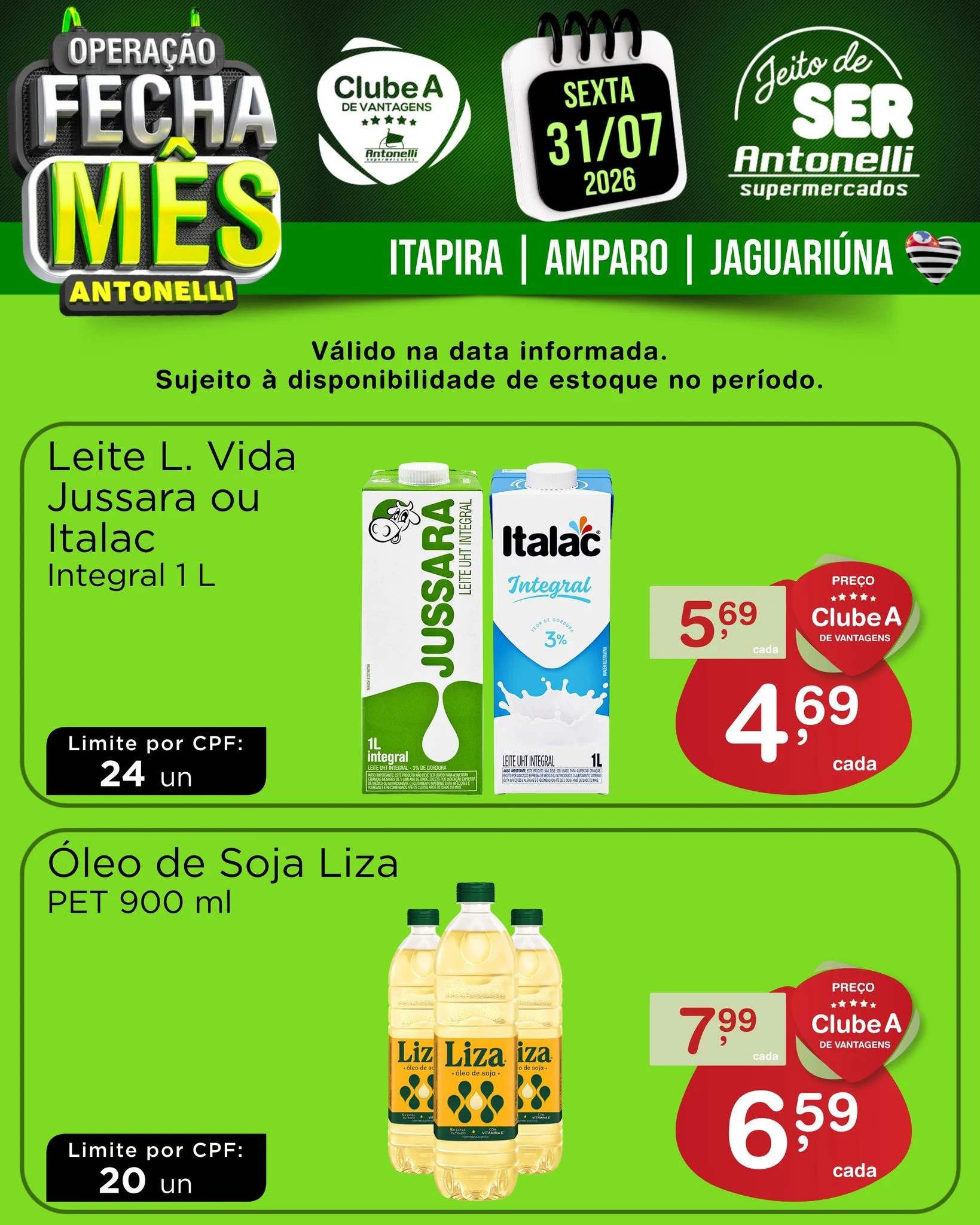 Ofertas Antonelli Supermercados – 31/07/2026