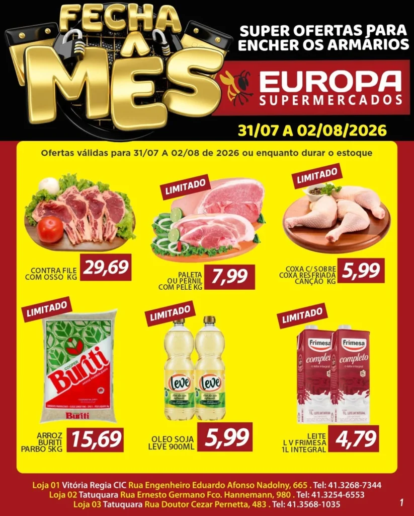 Ofertas Europa Supermercados – 02/08/2026