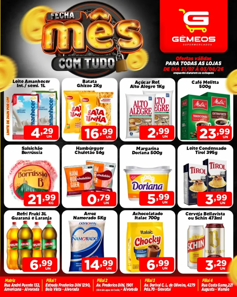 Ofertas Gemeos supermercado – 03/08/2026