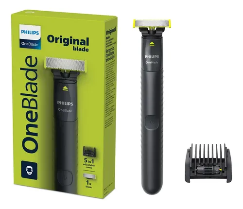 Barbeador e Aparador Elétrico Philips OneBlade com Pente 5 em 1, Sem Fio e À Prova D’Água – QP1425/10 Barbeador e Aparador Elétrico Philips OneBlade com Pente 5 em 1, Sem Fio e À Prova D’Água – QP1425/10