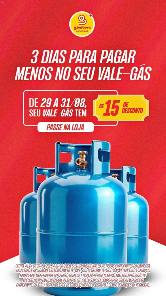 Ofertas Gbarbosa ofertas Gás até 31/08/2026. Ofertas Gbarbosa ofertas Gás até 31/08/2026.