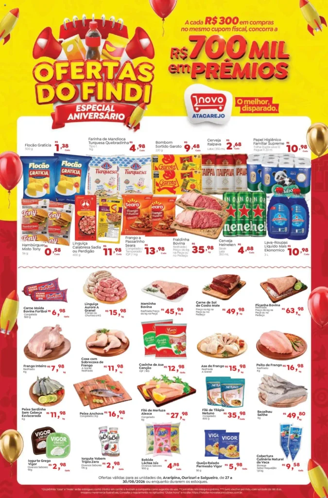 Ofertas Novo Atacarejo ofertas do Findi até 30/08/2026.
