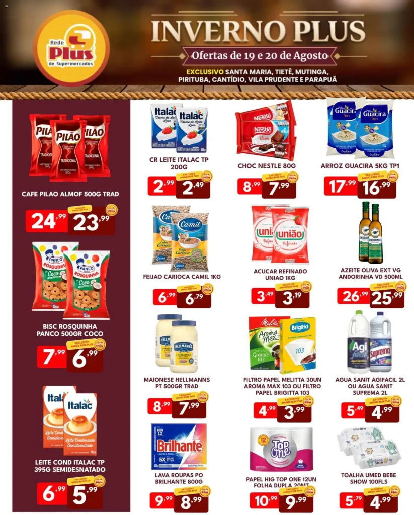 Ofertas Rede Plus Supermercados até 20/08/2026.