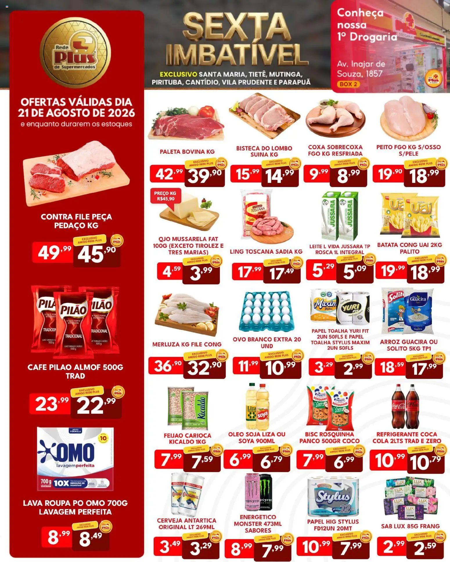 Ofertas Rede Plus Supermercados até 23/08/2026.