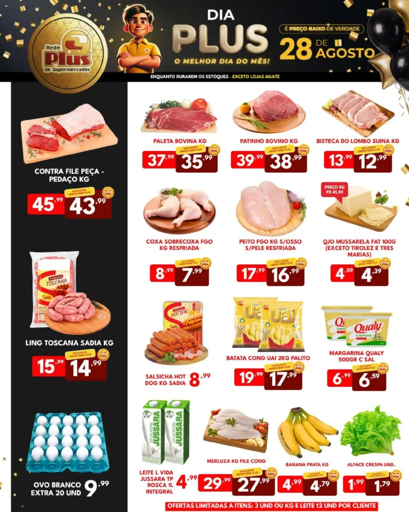 Ofertas Rede Plus Supermercados até 28/08/2026.