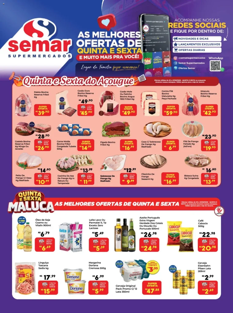 Ofertas Semar Supermercado até 21/08/2026.