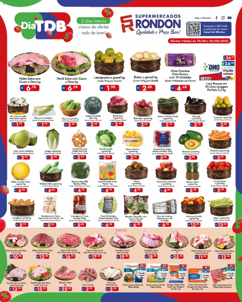 Ofertas Supermercados Rondon até 20/08/2026.