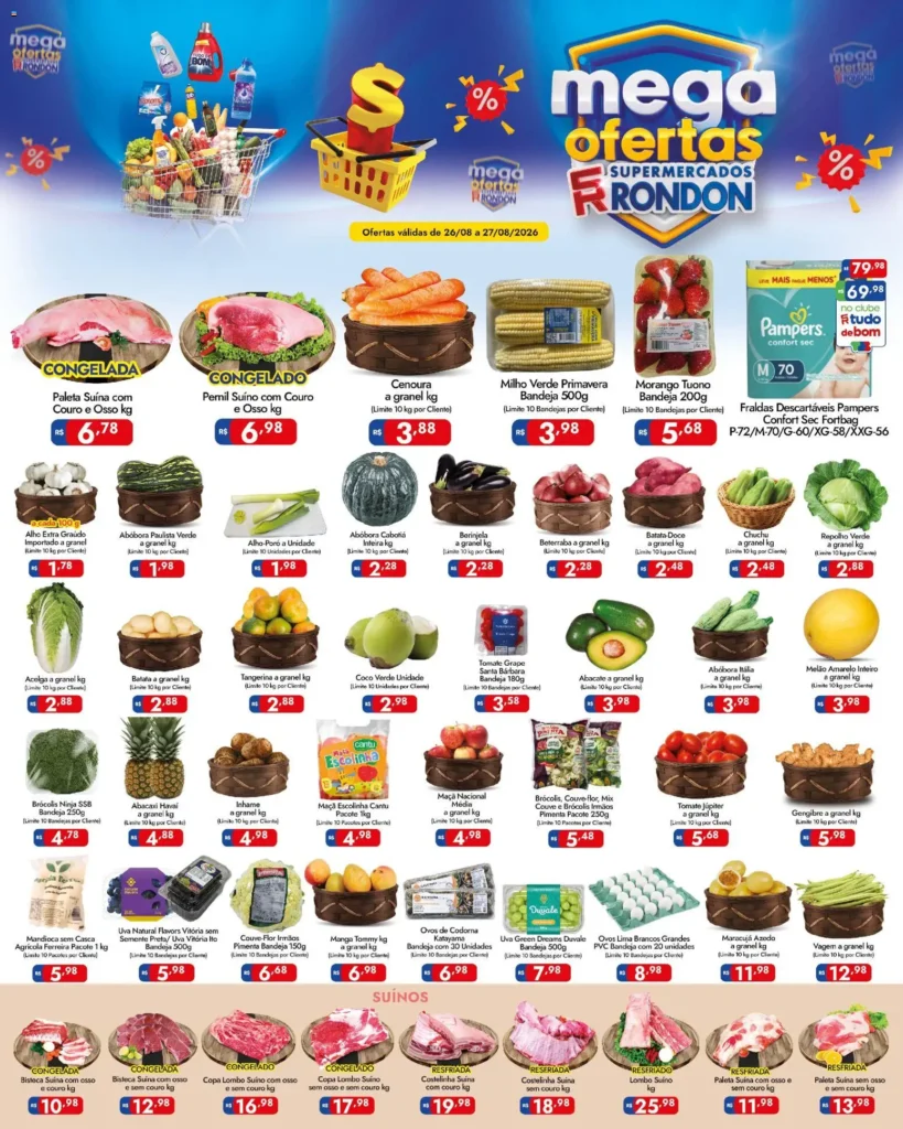 Ofertas Supermercados Rondon até 27/08/2026.