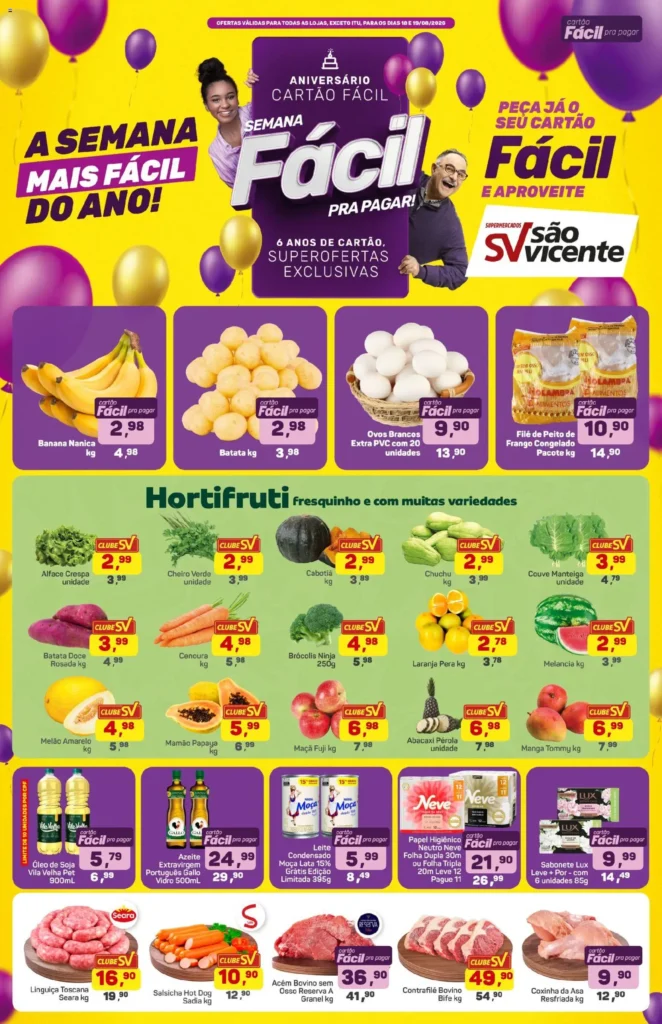 Ofertas Supermercados São Vicente até 19/08/2026.