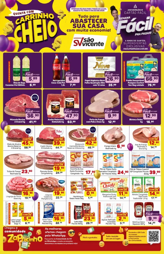 Ofertas Supermercados São Vicente até 20/08/2026.