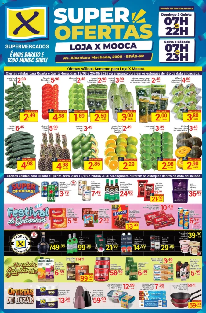 Ofertas X Supermercados até 20/08/2026.