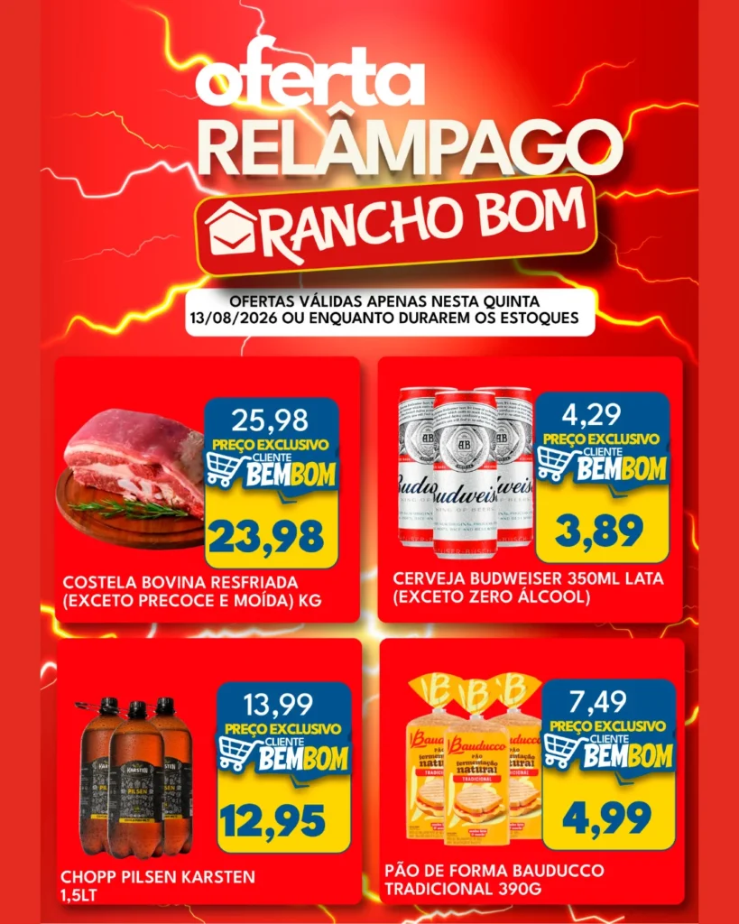 Ofertas Rancho Bom Supermercados – 13/08/2026