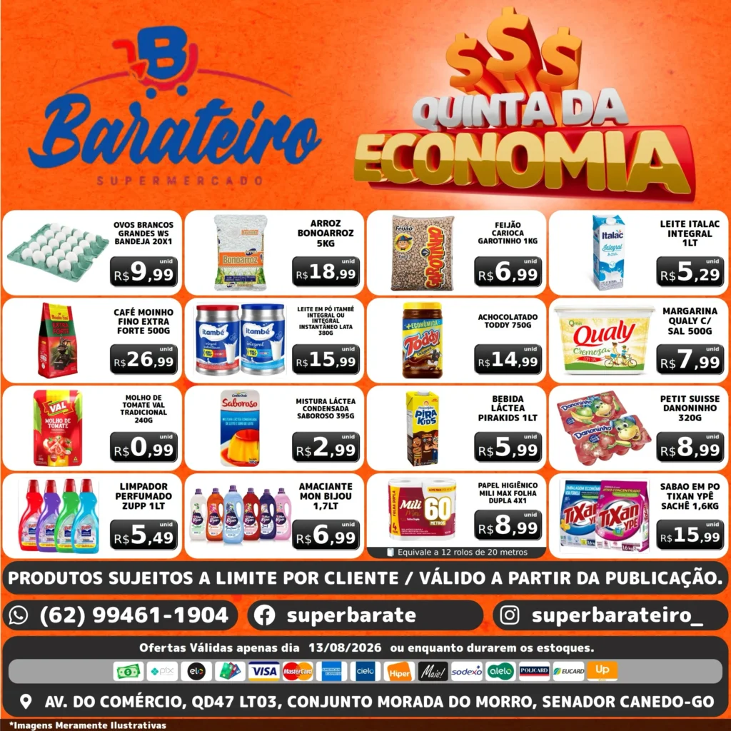Ofertas Super Barateiro Supermercado – 13/08/2026