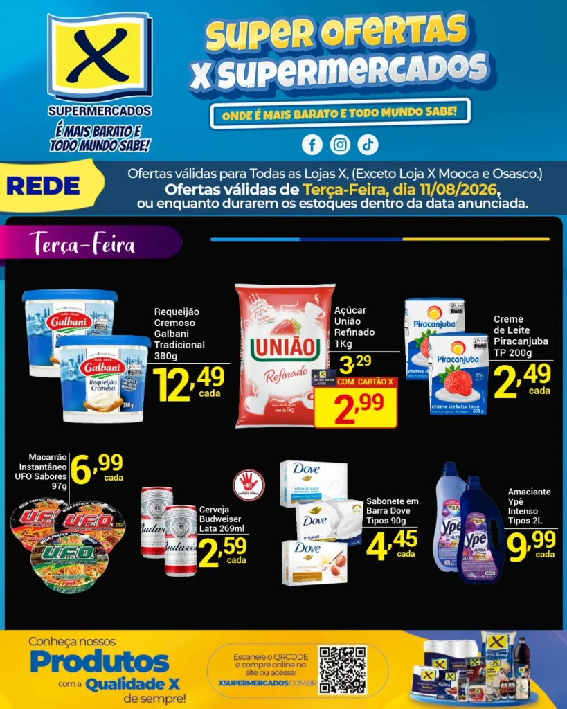 Ofertas Rede X Supermercados – 11/08/2026 Ofertas Rede X Supermercados – 11/08/2026