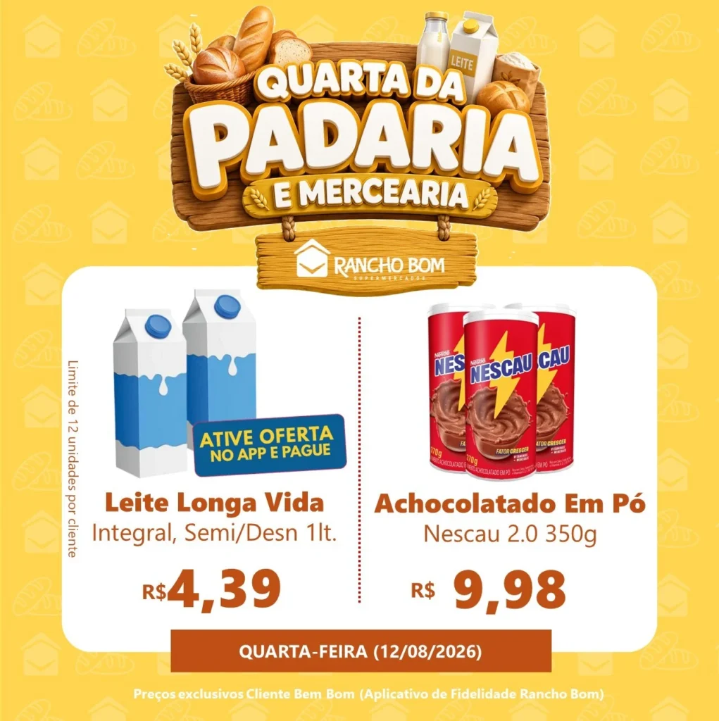 Ofertas Rancho Bom Supermercados – 12/08/2026 Ofertas Rancho Bom Supermercados – 12/08/2026