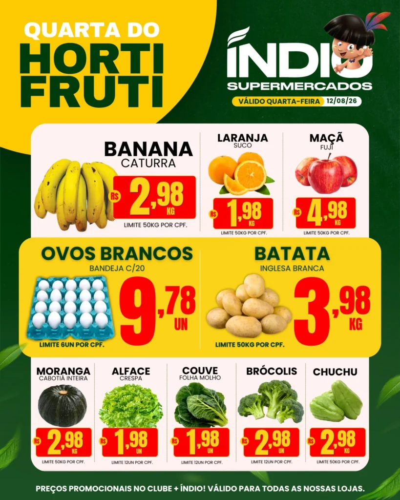 Ofertas Supermercados Índio – 12/08/2026