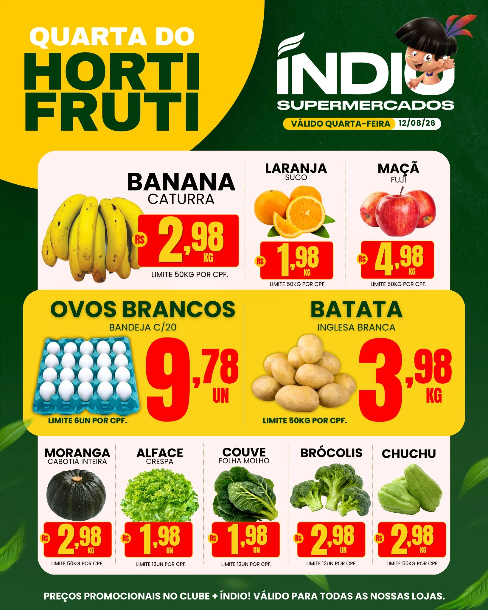 Ofertas Supermercados Índio – 12/08/2026