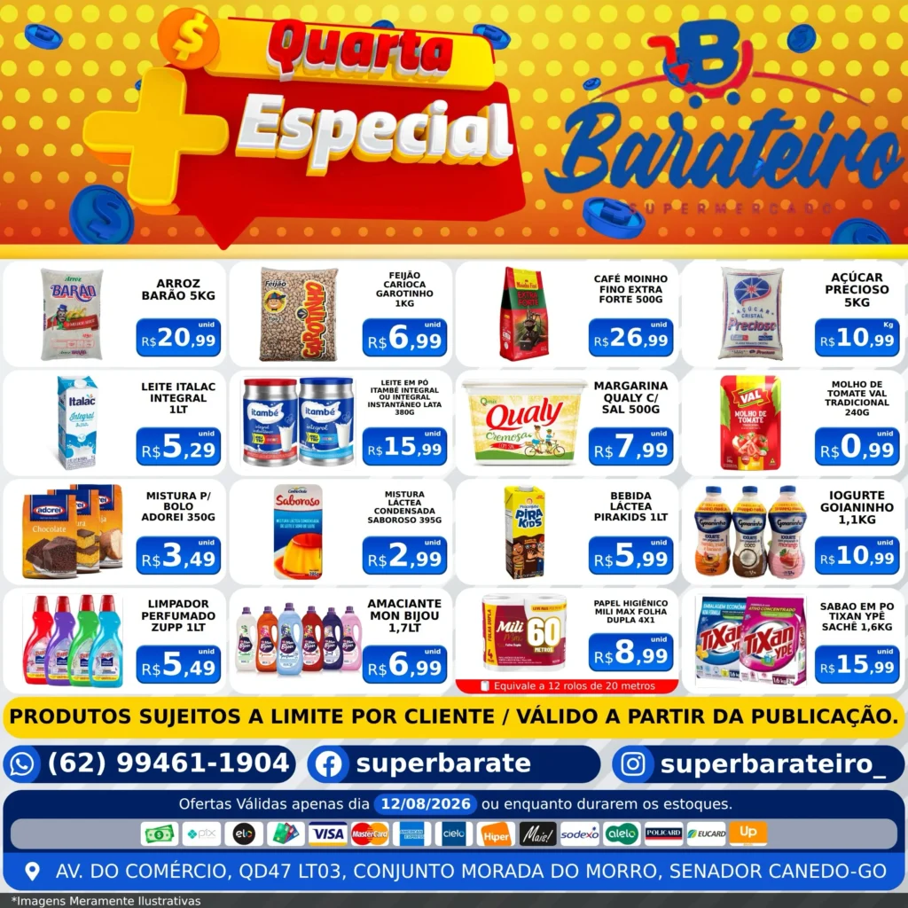 Ofertas Super Barateiro Supermercado – 12/08/2026