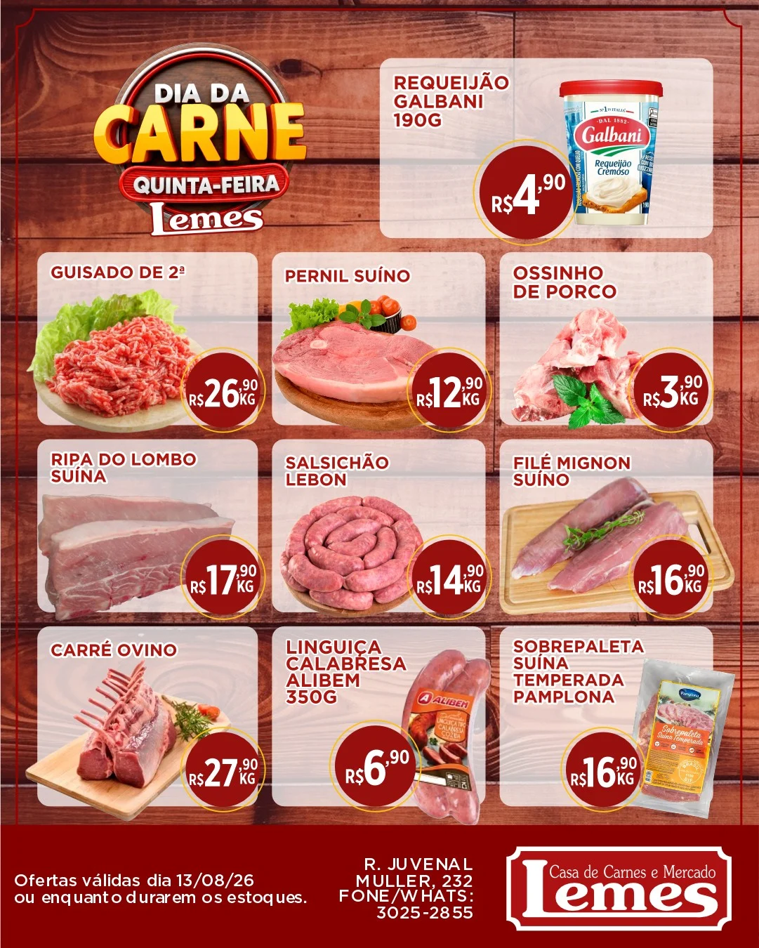 Ofertas Casa de Carnes e Mercado Lemes – 13/08/2026