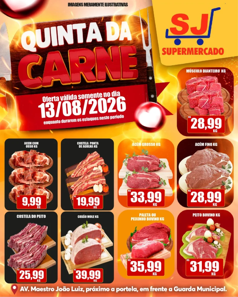 Ofertas SJ Supermercado – 13/08/2026