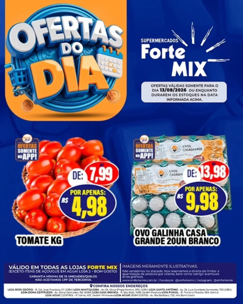 Ofertas Supermercados Forte Mix – 13/08/2026 Ofertas Supermercados Forte Mix – 13/08/2026
