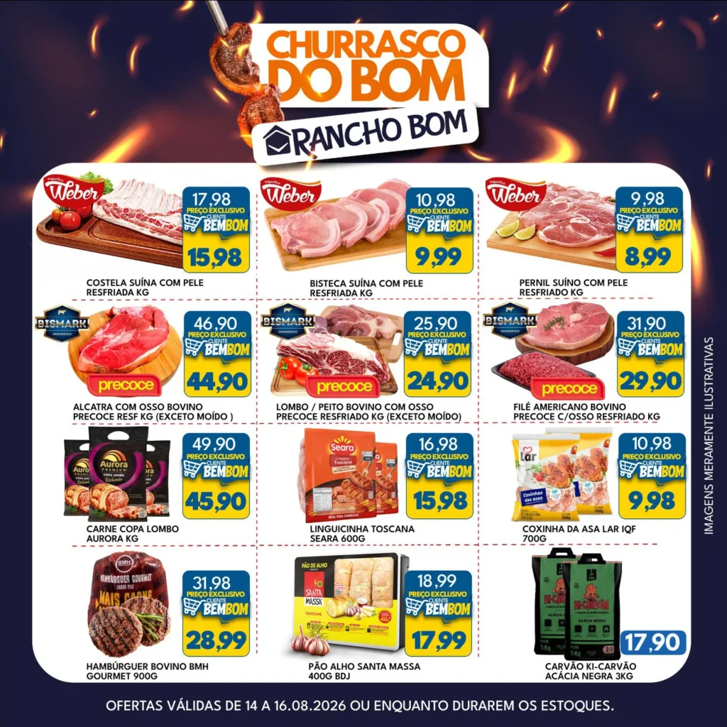 Ofertas Rancho Bom Supermercados – 16/08/2026