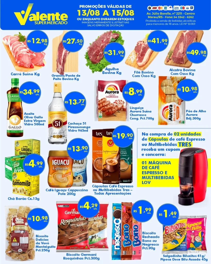 Ofertas Valente Supermercado – 15/08/2026