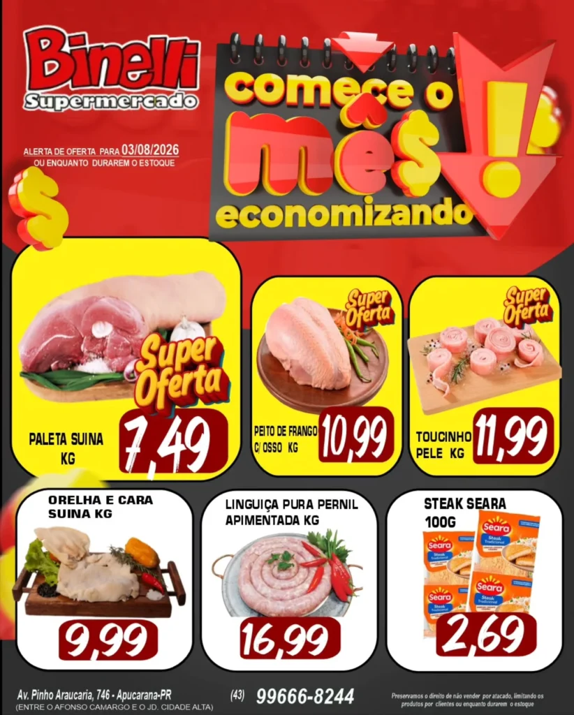 Ofertas Supermercado Binelli – 03/08/2026