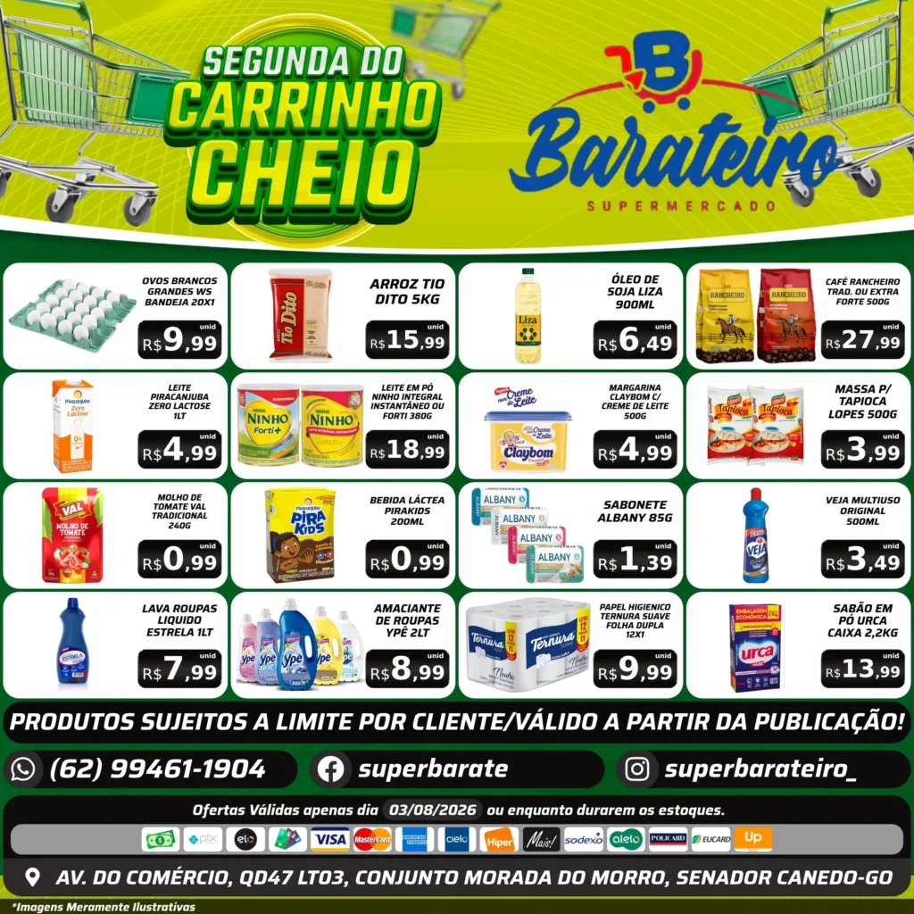 Ofertas Super Barateiro Supermercado – 03/08/2026