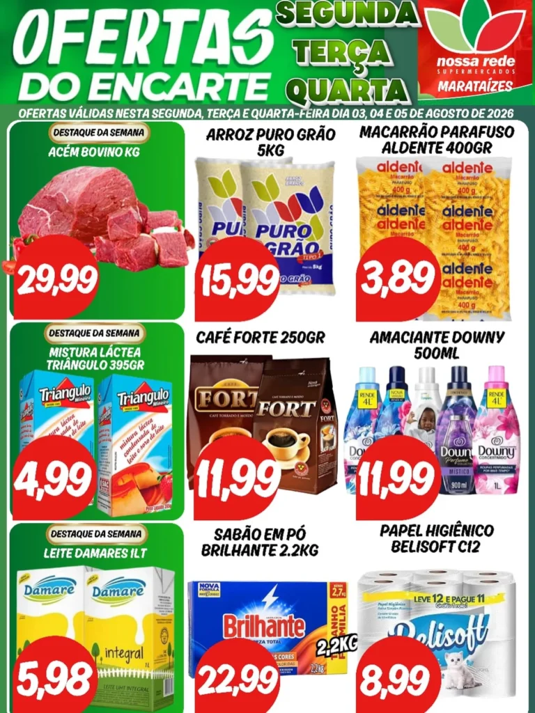 Ofertas NOSSA REDE SUPERMERCADOS | Marataízes 🛒 – 05/08/2026