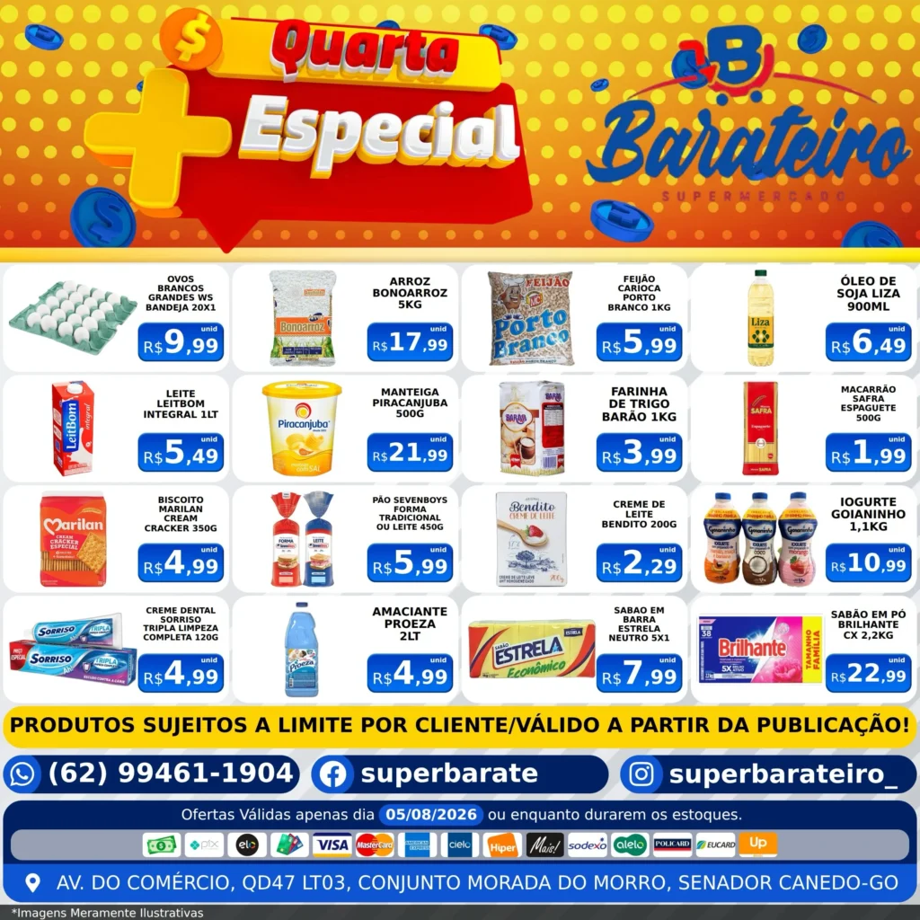 Ofertas Super Barateiro Supermercado – 05/08/2026