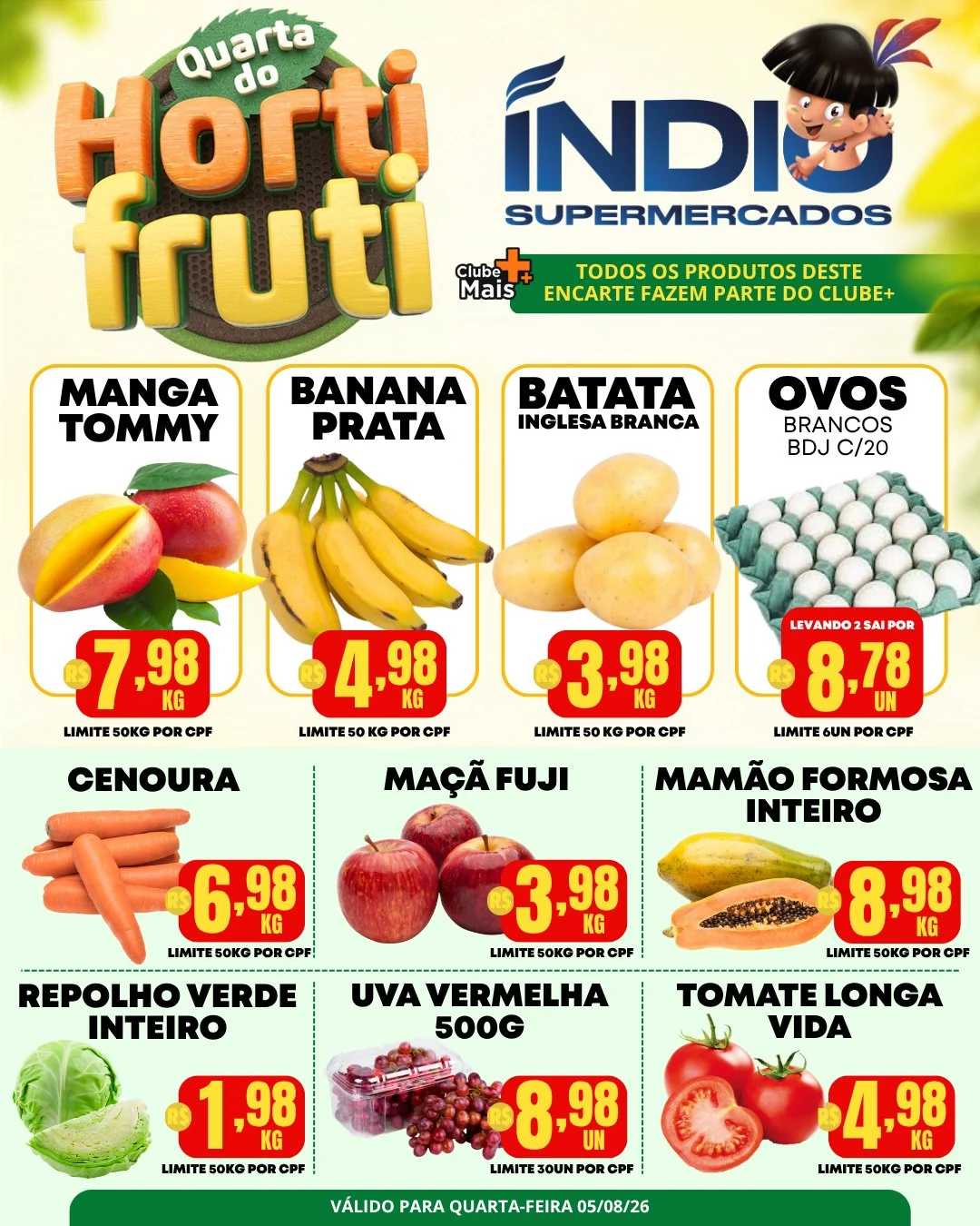 Ofertas Supermercados Índio – 05/08/2026