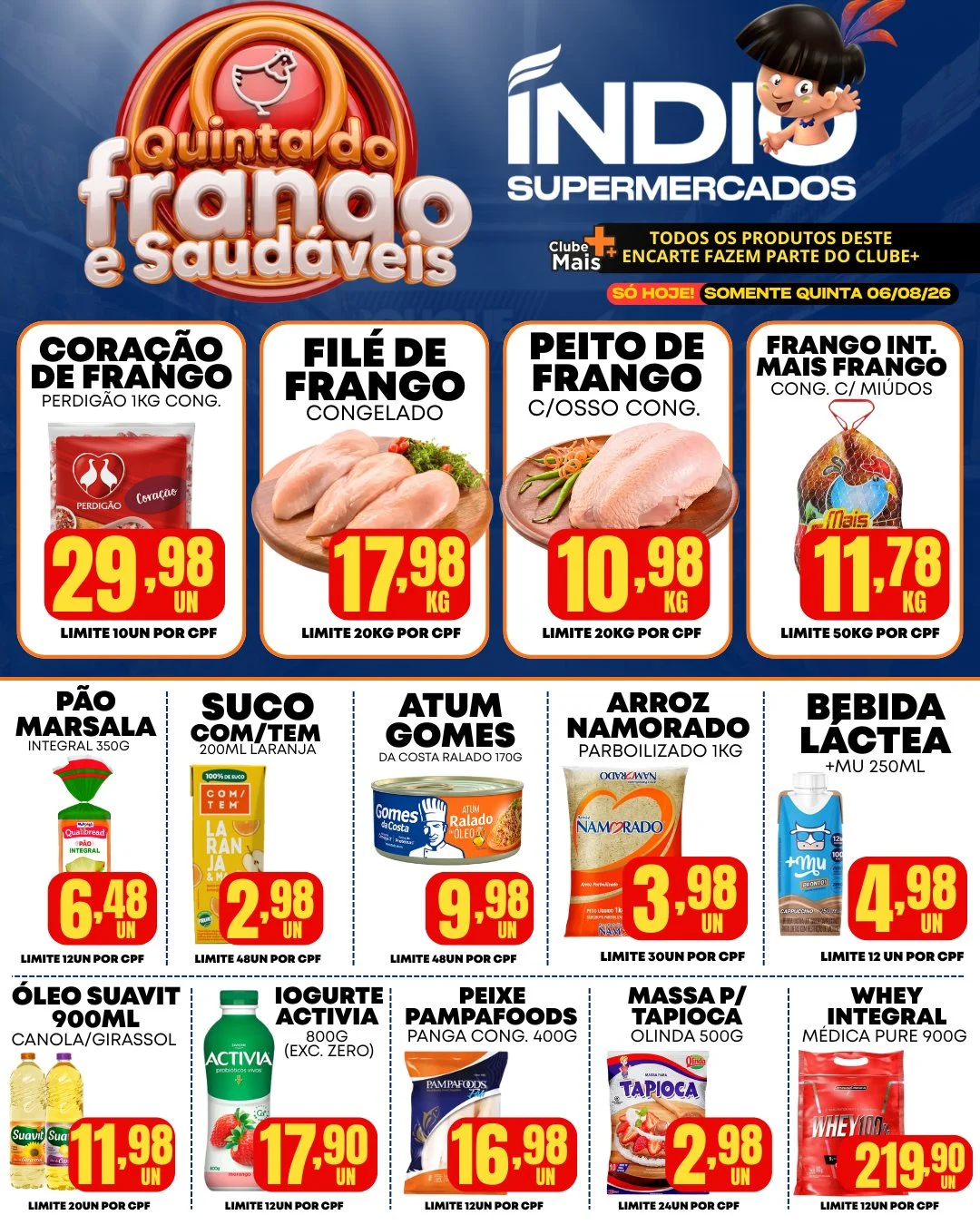Ofertas Supermercados Índio – 06/08/2026 Ofertas Supermercados Índio – 06/08/2026
