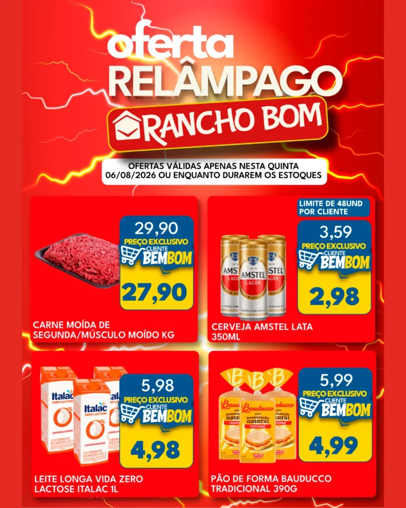 Ofertas Rancho Bom Supermercados – 06/08/2026