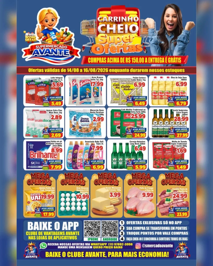 Ofertas Supermercado Avante 💙 – 16/08/2026 Ofertas Supermercado Avante 💙 – 16/08/2026
