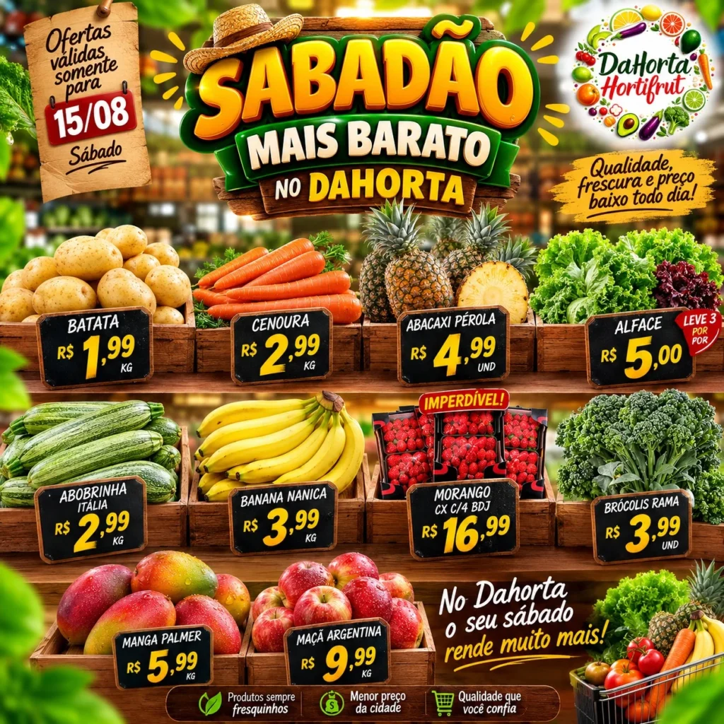 Ofertas Dahorta Hortifruti – 15/08/2026