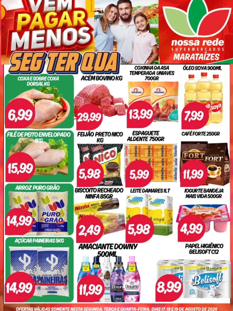 Ofertas NOSSA REDE SUPERMERCADOS | Marataízes 🛒 – 19/08/2026 Ofertas NOSSA REDE SUPERMERCADOS | Marataízes 🛒 – 19/08/2026
