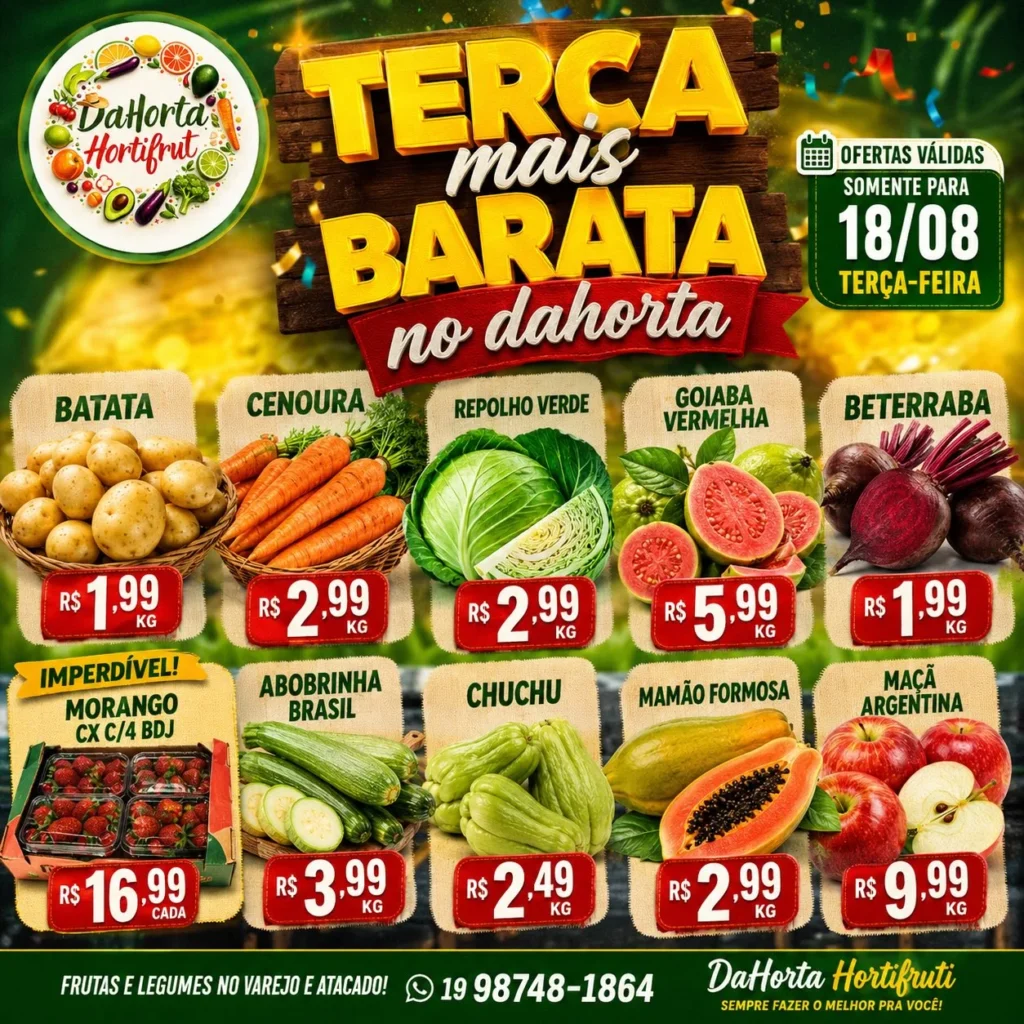 Ofertas Dahorta Hortifruti – 18/08/2026 Ofertas Dahorta Hortifruti – 18/08/2026