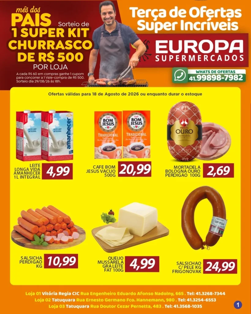 Ofertas Europa Supermercados – 29/08/2026