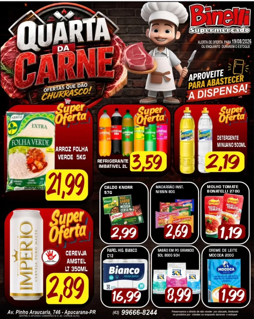 Ofertas Supermercado Binelli – 19/08/2026 Ofertas Supermercado Binelli – 19/08/2026