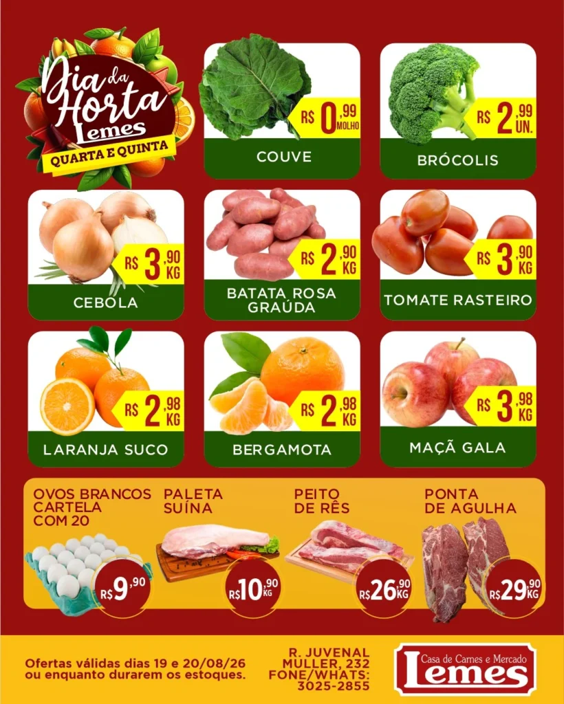 Ofertas Casa de Carnes e Mercado Lemes – 20/08/2026 Ofertas Casa de Carnes e Mercado Lemes – 20/08/2026