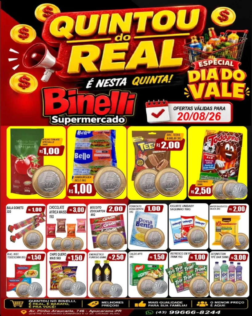 Ofertas Supermercado Binelli – 20/08/2026 Ofertas Supermercado Binelli – 20/08/2026