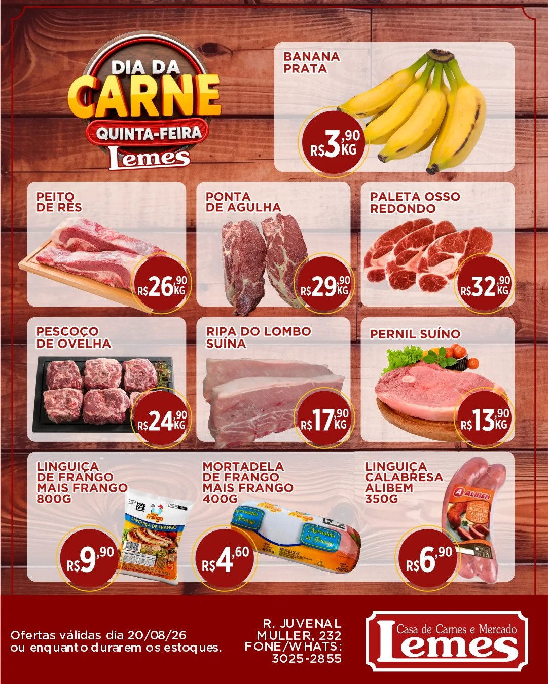 Ofertas Casa de Carnes e Mercado Lemes – 20/08/2026