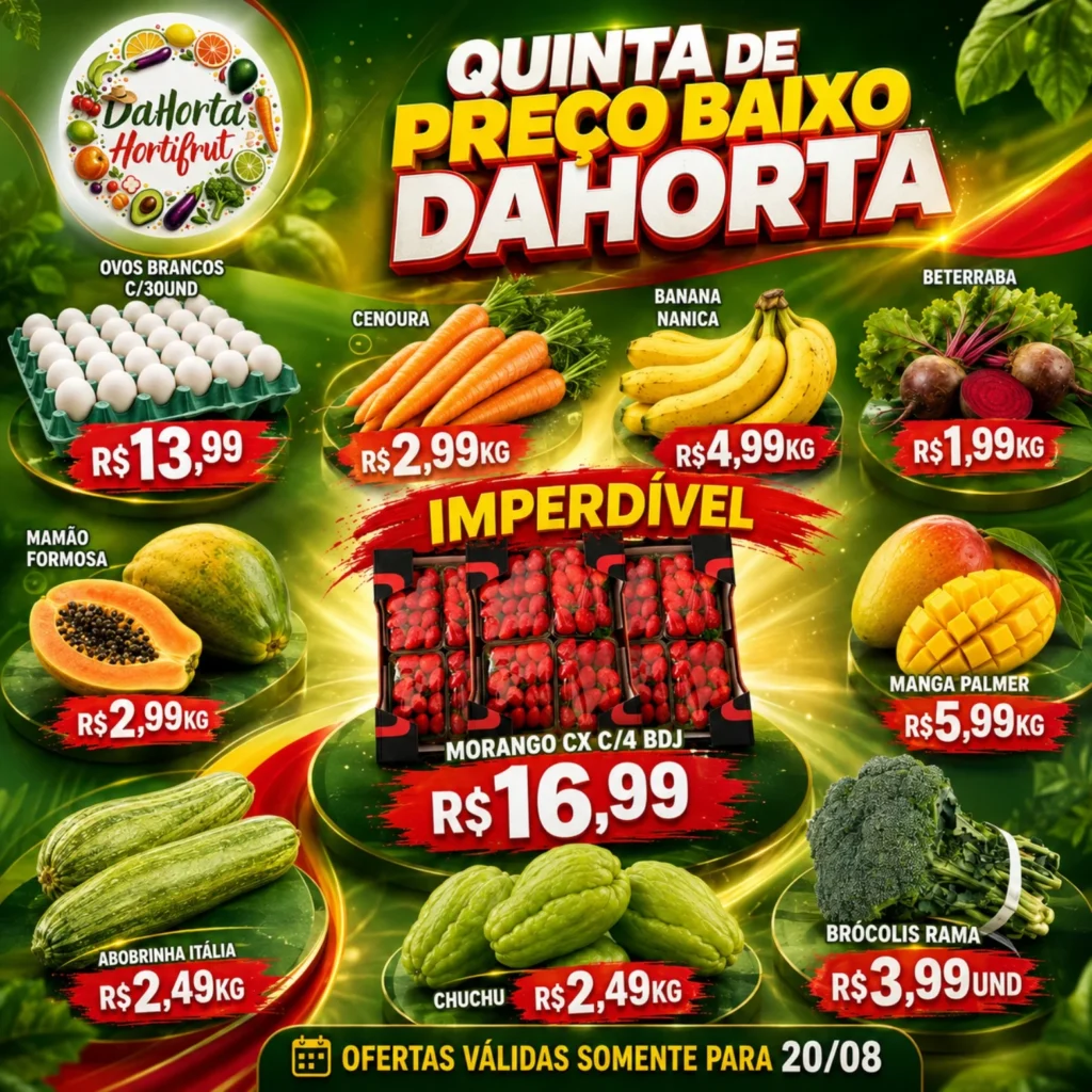 Ofertas Dahorta Hortifruti – 20/08/2026 Ofertas Dahorta Hortifruti – 20/08/2026