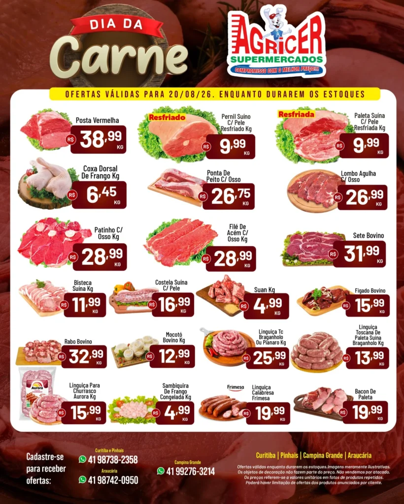 Ofertas Agricer Supermercados – 20/08/2026 Ofertas Agricer Supermercados – 20/08/2026