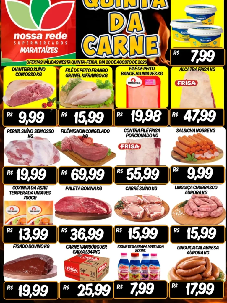 Ofertas NOSSA REDE SUPERMERCADOS | Marataízes 🛒 – 20/08/2026 Ofertas NOSSA REDE SUPERMERCADOS | Marataízes 🛒 – 20/08/2026
