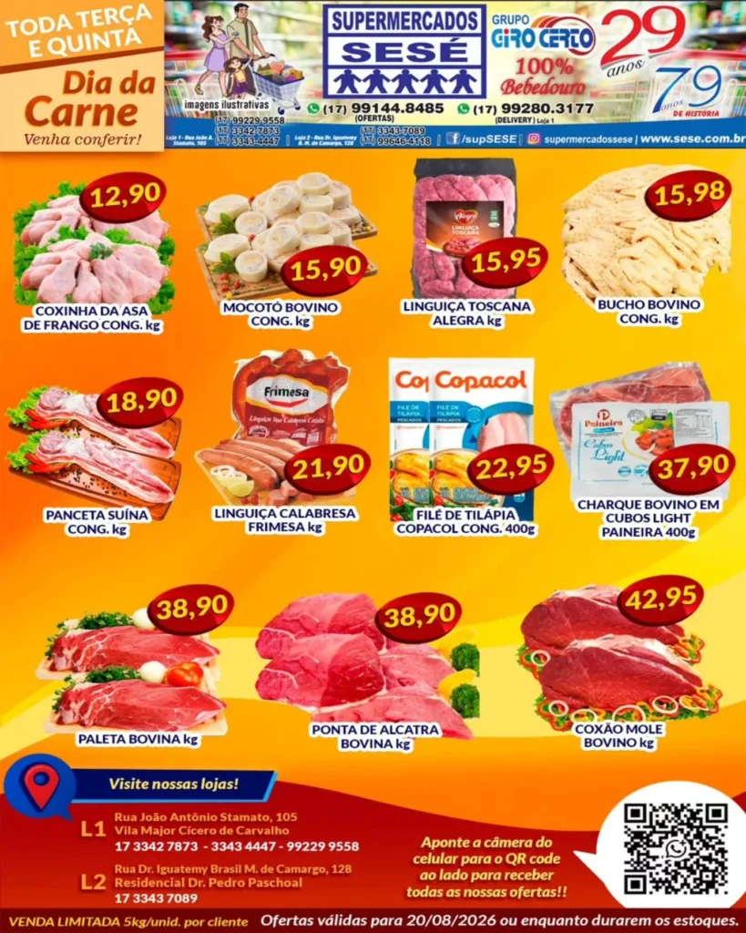 Ofertas Supermercados Sesé – 20/08/2026