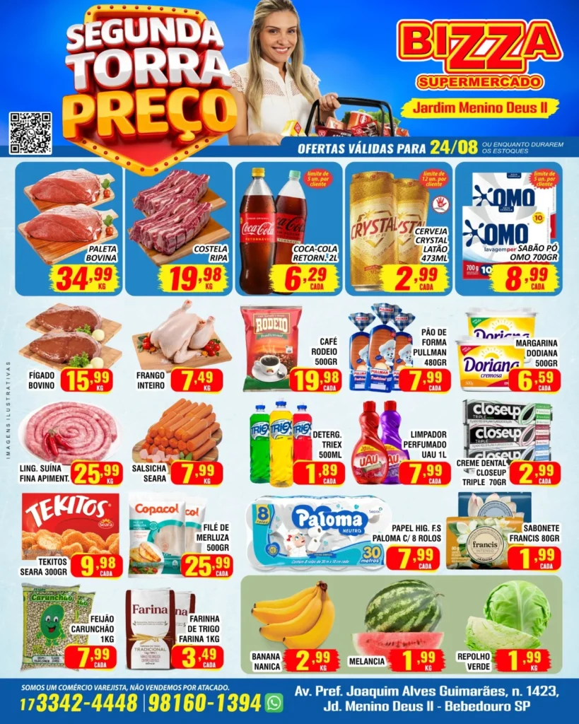 Ofertas Bizza Supermercado Jd. Menino Deus II – Bebedouro – 24/08/2026 Ofertas Bizza Supermercado Jd. Menino Deus II – Bebedouro – 24/08/2026